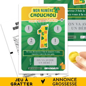Carte à gratter annonce grossesse, On va avoir un bébé, Jeu de grattage réaliste pour annoncer à vos proches que vous êtes enceinte