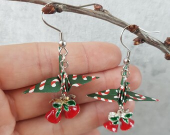 Christmas Cranes Origami Earrings