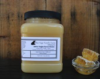 One Quart (3 pound) Virgin Clover Honey, Raw Unheated, Unfiltered Honey