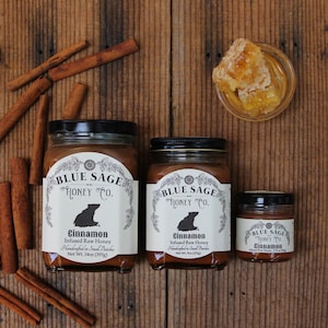 Cinnamon Infused Raw Honey, Spiced Honey, Pastry, Table, Holiday Gift, Stocking Stuffers, Foodie Gift, Edible Gift Ideas, Hostess Host Gift