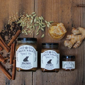 Chai Spice Raw Infused Honey, Tiny Specialty Honey, Raw Honey, Coffee & Chai Tea Lovers Gift Ideas, Natural Sweeteners, Specialty Condiment