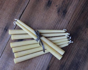 Bees Wax Taper Candle ~ Hand Poured Yellow Bees Wax Candle with Cotton Wick, 10 inch Candle