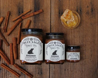 Cinnamon Infused Raw Honey, Spiced Honey, Pastry, Table, Holiday Gift, Stocking Stuffers, Foodie Gift, Edible Gift Ideas, Hostess Host Gift