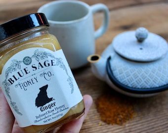 Ginger Infused Honey, Mini Edible, Gourmet Gift Ideas, Ginger Candy, Specialty, Holiday Gift, Hand-Made Specialty Food, Natural Sweetener