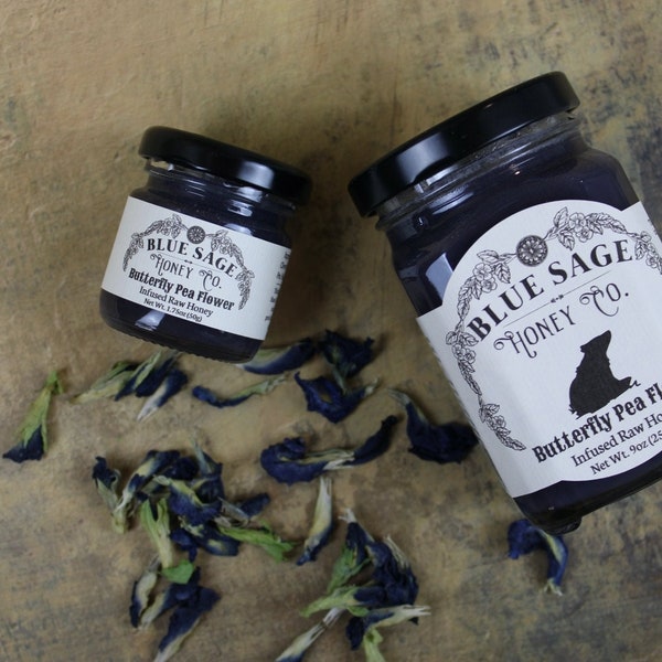 Butterfly Pea Flower Infused Raw Honey - Blue Butterfly Pea Flower Honey