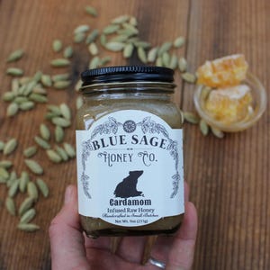 Cardamom Infused Raw Honey, Farm Fresh Honey, Organic Cardamom, Real Honey
