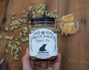 Cardamom Infused Raw Honey, Farm Fresh Honey, Organic Cardamom, Real Honey
