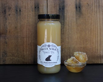 Gourmet Raw Clover Honey, 100% Virgin Clover Honey, Naturally Smooth Honey, Never heated above 95 degrees, Unfiltered Pure Raw Honey