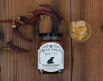 Smoked Hot Pepper Infused Raw Honey, Spicy Hot Chocolate, Chipotle Honey, Spicy, Hot, BBQ, Grilling, Margarita Mix, Hot Sauce, Foodie Gift