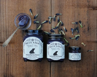 Butterfly Pea Flower Infused Raw Honey, Blue Butterfly Pea Flower Honey, Blue Pea Flower