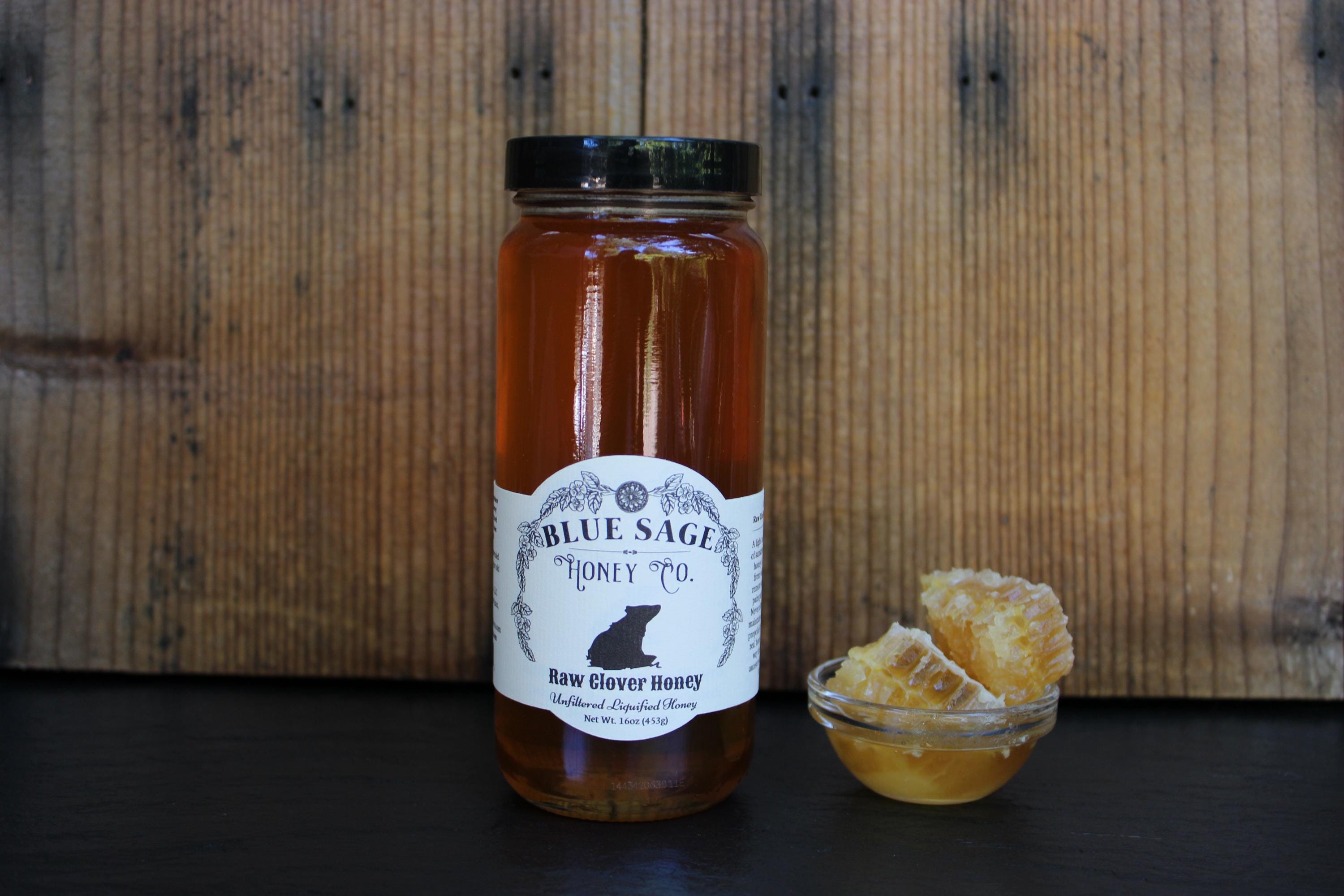 Raw Clover Honey, 16oz, Pure Honey, Light Honey, Natural Sweetener, Baking, Cooking, Coffee, Tea, Foodie Gift, Dessert, Cheese