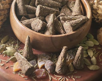 Refreshing Mind Rosemary and Cardamom Handcrafted Incense Cones