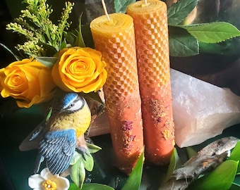 The Muse: Handcrafted Beeswax Intention Pillar Candle with Herbs