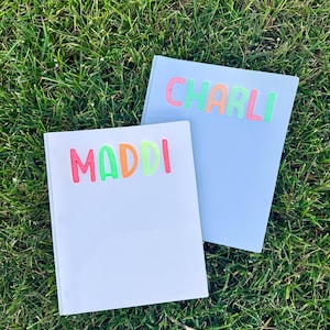 3 Prong Embroidered Personalized Neon Rainbow Name Folder