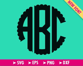 Monogram font, Cricut font, Svg font, Scalloped monogram, Monogram Alphabet, Monogram Alphabet Svg, Monogram svg font