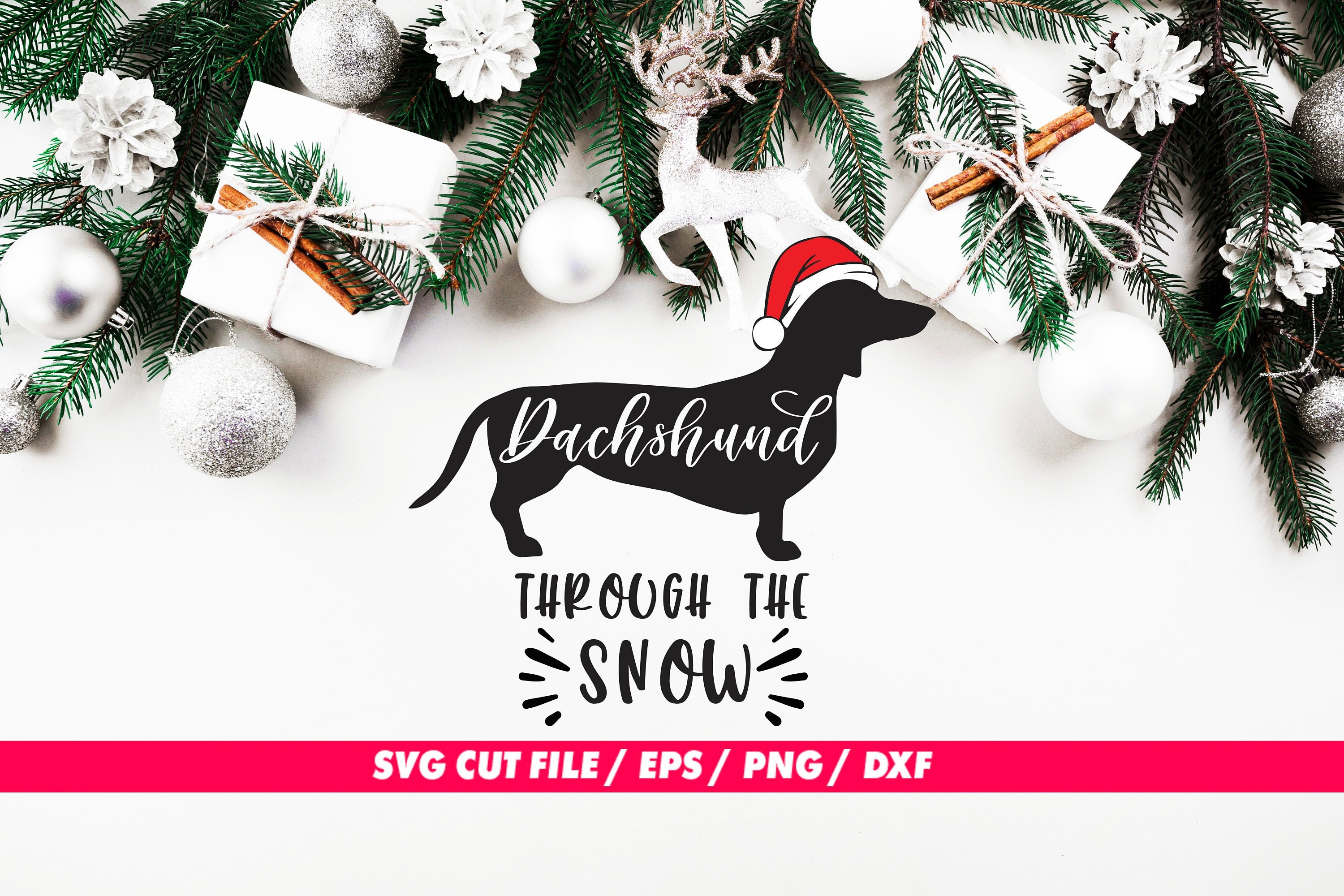 Download Dachshund svg Dachshund through the snow Snow svg Winter ...