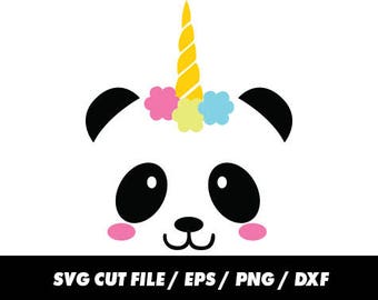Unicorn svg files, Pandicorn svg, Panda svg, Horn svg, Monogram frame silhouette svg, eps, png, dxf, Cute svg, Kawaii svg, Panda cricut