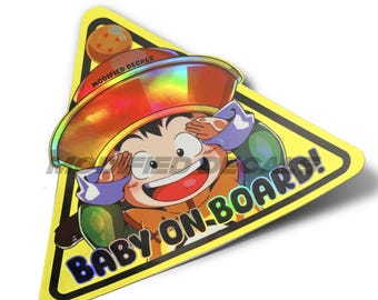 Anime Holographic Baby On Board Safety Car Sticker