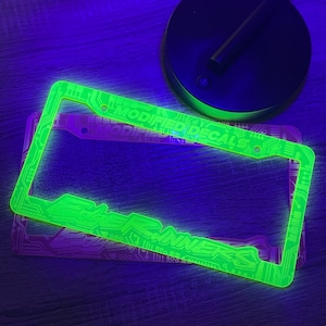 Cyber Edgerunner License Plate Frame Light Up Neon Green or Pink (No Light Up)