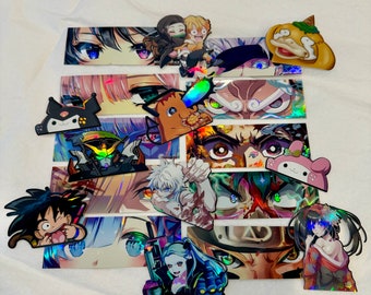 Anime Sticker Bundle Discount Deal (20x) Car Decal Laptop Sticker Funny Silly Holographic Weatherproof Chainsaw Cat Rebecca Demon Psy Spy