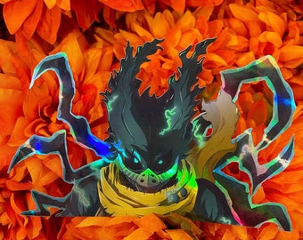 All For One Dek Inspired Dark Vigilante Broccoli Hero Boy Peeker Holographic Vinyl Car Bumper Sticker