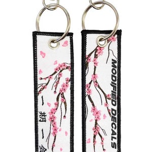 Sakura Flower Jet Tag Keychain Car Accessory Japanese Anime image 2