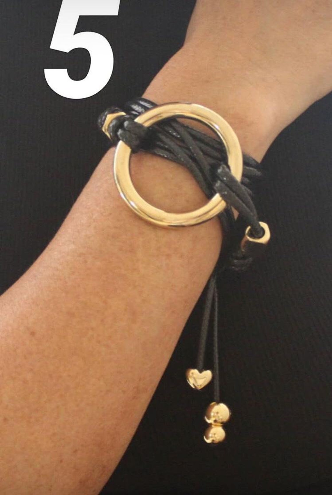 Handmade Adjustable Necklace Gold Ring & Wax Rope Necklace Etsy