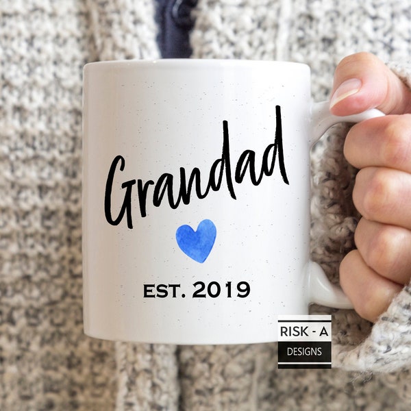 Grandad mug, Grandad Est 2019, grandad Christmas gift, grandad to be gift, new grandad gift, pregnancy reveal gift, mens gift, granda gift