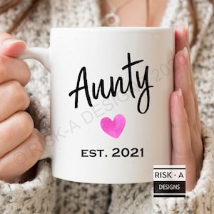 Aunty gift, Aunty Est 2021 mug, womens gift, aunty Christmas gift, mug for auntie, aunt gift, new auntie, aunty birthday gift, sister mug