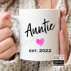Aunty gift, Auntie Est 2022 mug, womens gift, aunt present, pregnancy reveal gift, new auntie, aunty birthday gift, Auntie Christmas gift