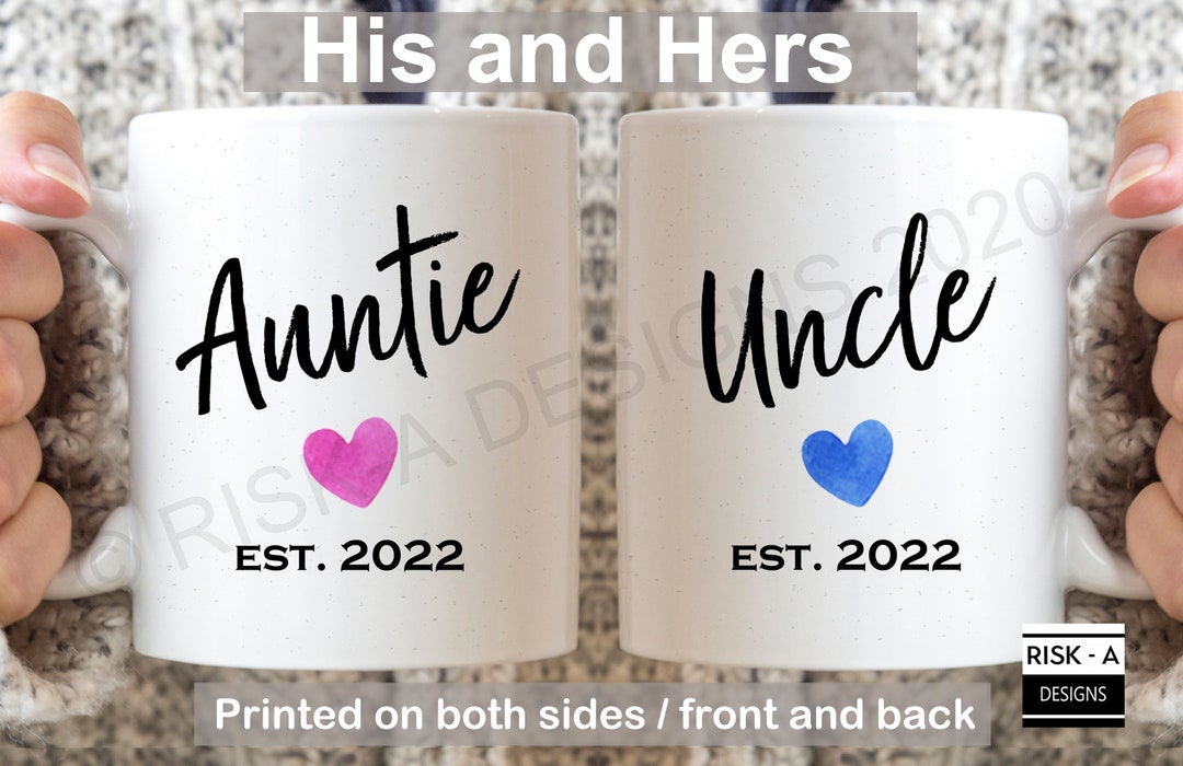 Personalized Aunt and Uncle Mug Set: Pregnancy Reveal Gift - Etsy