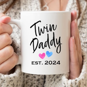 Customisable Twin daddy mug: Daddy birthday gift, Twin Daddy est 2024 mug, new daddy present, mens gift, twin daddy Christmas