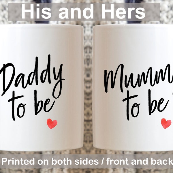 Mummy to be and Daddy to be mug set, expectant parents gift, baby shower gift, pregnancy reveal gift, parents to be gift, couples gift