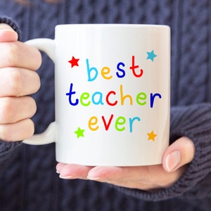Teacher gift, best teacher ever mug, school teacher gift, thank you teacher gift, womens gift, mens gift, teacher christmas gift