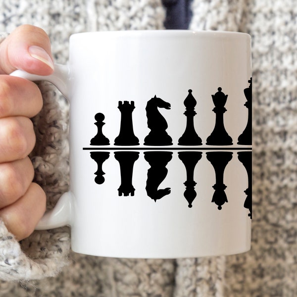 Chess mug, chess pieces mug, chess player mug, chess lover gift, mens gift, womens gift, husband gift, wife gift, chess fan Christmas gift