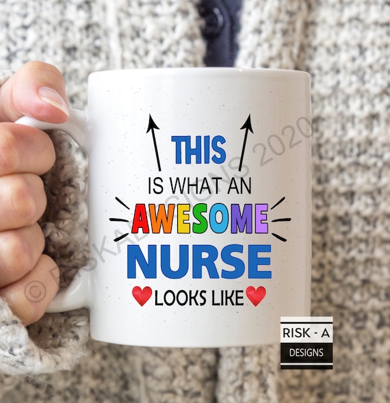 Personalised Gift NHS Nurse Light Blue Black Mug Cup Birthday Xmas Name Text Her 