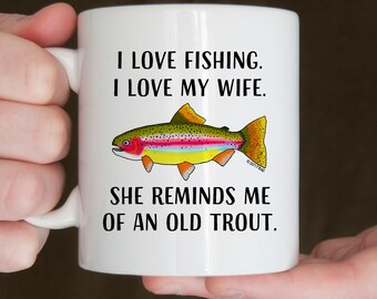 Rolig fiskarmugg, öringkonst, nyhet fiskegåva