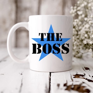 The Boss Tasse: Blaues Sterndesign, Geschenk für Chefs