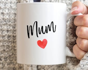 Personalised Mum Mug: Black Text, Heart Design