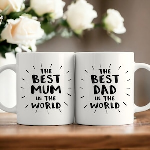 Best Parents gift: The Best Mum and Dad in the World mug set, parents thank you gift, parents anniversary gift, couples gift, mug set