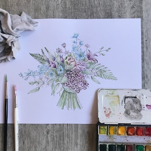 Aangepaste bruiloft boeket schilderij