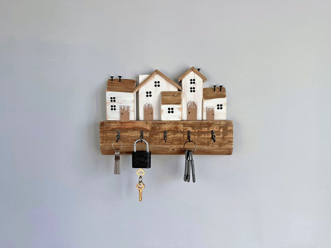 Wallmounted Rack, Reclaimed Key Hooks, Wooden Key Holder, Decorative