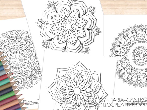 Printable Mandala Adult Coloring Pages Floral Mandala Easy