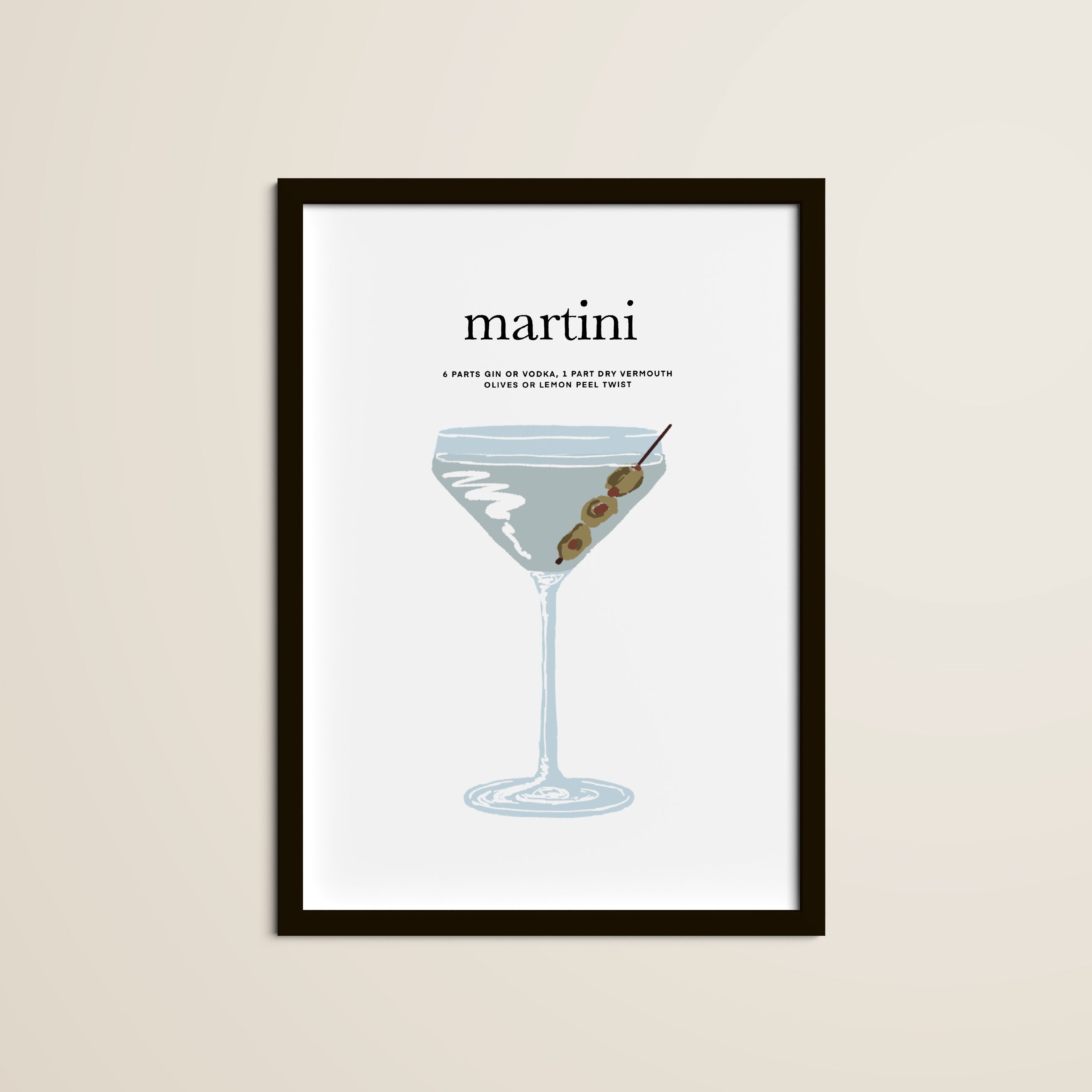 Martini Cocktail Art Print Martini Bar Art Cocktail Art Etsy