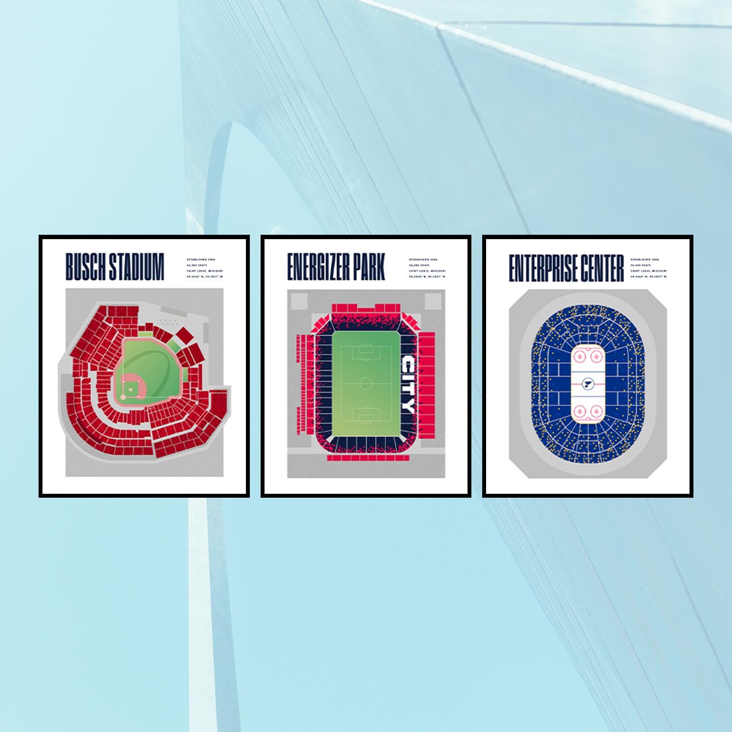 Saint Louis Stadium Print STL Wall Decor Architecture St. Louis Blues Cardinals City Busch Energizer Enterprise