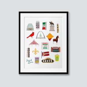 Saint Louis Art Print STL Wall Decor Architecture Watercolor Travel Painting Illustration St. Louis Arch Cardinals