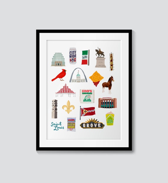 Saint Louis Art Print STL Wall Decor Architecture Watercolor Travel Painting Illustration St. Louis Arch Cardinals