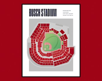 Saint Louis Cardinals Busch Stadium Baseball Print STL Wall Decor Architecture St. Louis