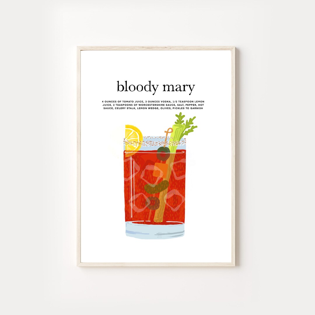 Bloody Mary Cocktail Art Print, Bloody Mary, Bar Art, Cocktail Art ...