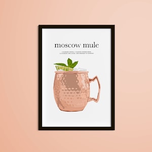 Moscow Mule Cocktail Art Print, Moscow Mule, Bar art, Cocktail art print, Kitchen Decor, Bar Poster, Bar Print